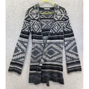 Grifflin Paris Women’s Cardigan Fairisle Hooded Grey Long Sleeve Size Small